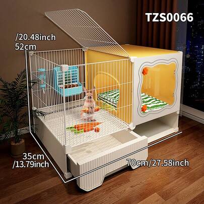 独立巢穴区兔笼，带猫砂盆，室内兔舍，适合兔子、豚鼠等宠物