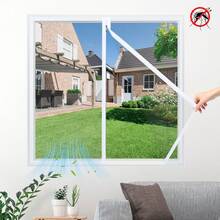 1pc Mosquito Net Window With Zipper, Self-Adhesive No Drill Invisible Mesh Screen, Insect Proof For Living Room Bedroom, Easy Installation - White - View 1
