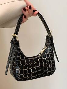 1pc Fashion Stone Texture Shoulder Bag, Handbag - Type 1 - View 6