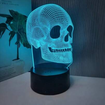 3D Skull Night Light, Illusion Lamp, 7 Color Changing LED Desk Lamp, USB Powered, Suitable For Halloween Decor, Bedroom, Bar, Game Room, Party, Cool Gift For Men And Teens