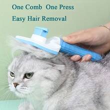 1 pieza Cepillo quitapelos para mascotas de un solo clic, cepillo de aseo de limpieza automática apto para perros y gatos de pelo corto y largo - Rosa - Ver 2