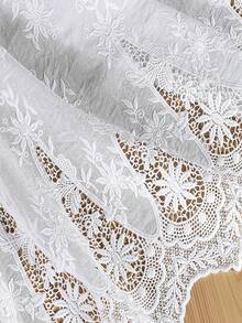 1 Yard Embroidered Decorative Lace Trim, 48cm Hollow Embroidery Fabric For Clothing, Dress, DIY Sewing Supplies - Openwork Flowers - View 4