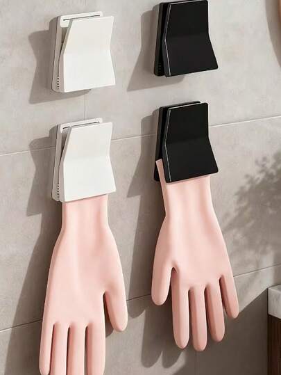 1PC Simple Wall-Mounted Facial Cleanser And Toothpaste Clip, Multi-Purpose Storage Clip, No Drill Required, Heavy-Duty Plastic Glove Hook For Rubber Gloves, Dishwashing Storage, Space-Saving Bathroom Storage Rack