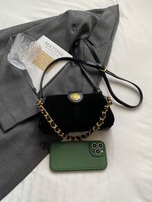 Bolso de hombro minimalista y elegante de moda retro para mujer - Negro - Ver 9