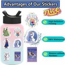 Disney 60pcs Frozen 2 Stickers, Creative Graffiti Stickers, Office Supplies, Mobile Phone And Computer Stickers, High-Value, Exquisite, Cool Stickers, Fun, Classic, Colorful Cartoon Design, Gift Decoration, Phone Case Decoration Stickers, Reusable, Colorful Cartoon Design, Suitable For Water Bottles, Skateboards, Mobile Phones, Etc., Very Suitable For School Supplies, A Top Choice For Holiday Gifts. - 60pcs - View 6