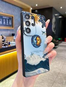 1pc Ocean Element Sun & Moon Pattern, Black Pupil Shockproof TPU Material Phone Case, Suitable As Holiday Gift, Compatible With Samsung S25/S25 Plus/S25 Ultra/S24 Ultra/S24/S23 Ultra/S23 FE/S23/S22 Ultra, Xiaomi Redmi, OPPO, VIVO Protective Cover, Unisex - Multicolor - View 6