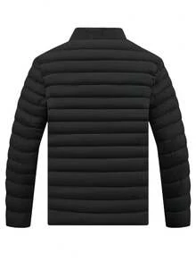 1件男士长袖秋冬多功能立领保暖轻便绗缝外套 - 黑色 - 查看 6