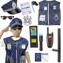 13pcs Kids Costume Set, Including Badge, US Flag Patch, Handcuffs, Suitable For Children Over 6 Years Old, Halloween, Christmas, Birthday Party, Classroom Role Play, Parent-Child Interactive Toy - Blue - View 6