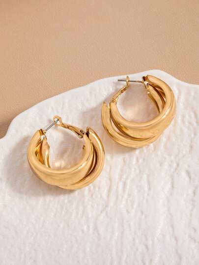 1 par de pendientes retro con forma de C, adecuados para festivales, fiestas y uso diario