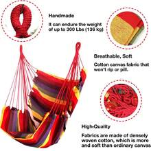Hammock Swing Chair - Sturdy Metal Frame, Foldable, Portable, Supports Up To 500 Lbs, Comfortable Seating, Ideal For Patios And Lawns, Cotton Blend Fabric, Suitable For Indoor/Outdoor Use. Designed For Bedrooms, Outdoor Spaces, Patios, Balconies, Porches, And Decks. Hanging Hammock Chair With Rope Swing. - B - 查看 8