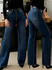 Sang trọng & Thanh lịch; Quần jean nữ denim dáng ôm, co giãn, có túi, thích hợp cho kỳ nghỉ, mọi mùa. - Rửa tối - Xem 1