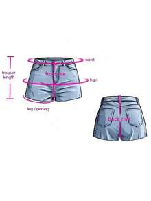 Shorts vaqueros de tiro alto lavados y remangados, de estilo minimalista y versátil, para mujer, de uso casual en verano - Azul lavado oscuro - Ver 6