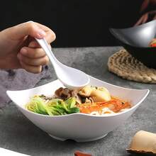 1个大号方形高边塑料碗 - 可叠放防滑厨房套装，独特的方形设计，边角坚固，非常适合在家、餐厅或户外活动中盛放沙拉、小吃、汤或主菜，可用于微波炉和洗碗机，实用现代的厨房必备品 - 彩色 - 查看 5