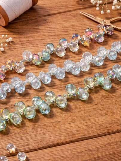 20pcs Faceted Crystal Beaded Hair Accessories - Rose Red Green, Light Blue Gray, Transparent Green - Durable, Elegant & Stylish For Women, Perfect For Any Occasion