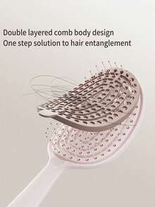 Quick & Easy Clean Anti-Tangle Hair Brush, Retractable Bristles With Self-Cleaning Nylon Brush, Gentle Detangling And Hair Loss Prevention, Ergonomic Handle For Women, Suitable For Hair, Fashion Styling Tool, Durable Plastic Handle, Self-Cleaning Hair Brush For Daily Use By Men And Women - Multicolor - View 1