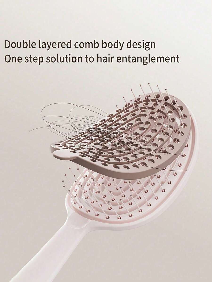 Quick & Easy Clean Anti-Tangle Hair Brush, Retractable Bristles With Self-Cleaning Nylon Brush, Gentle Detangling And Hair Loss Prevention, Ergonomic Handle For Women, Suitable For Hair, Fashion Styling Tool, Durable Plastic Handle, Self-Cleaning Hair Brush For Daily Use By Men And Women - Multicolor - View 1
