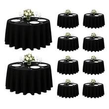 10 Pack Round Premium Tablecloth, Wrinkle Round Table Clothes, Washable Polyester Table Clothes Cover For Kitchen Dining, Wedding Birthday Party, Buffet Restaurant, Banquet - 黑色 - 查看 8