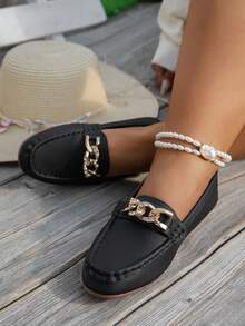 2026 New Rhinestone Decor Loafers, Black Soft Bottom Slip-On Casual Shoes For Women, Versatile Flat Shoes For Commuting In Spring/Autumn - Black - View 4