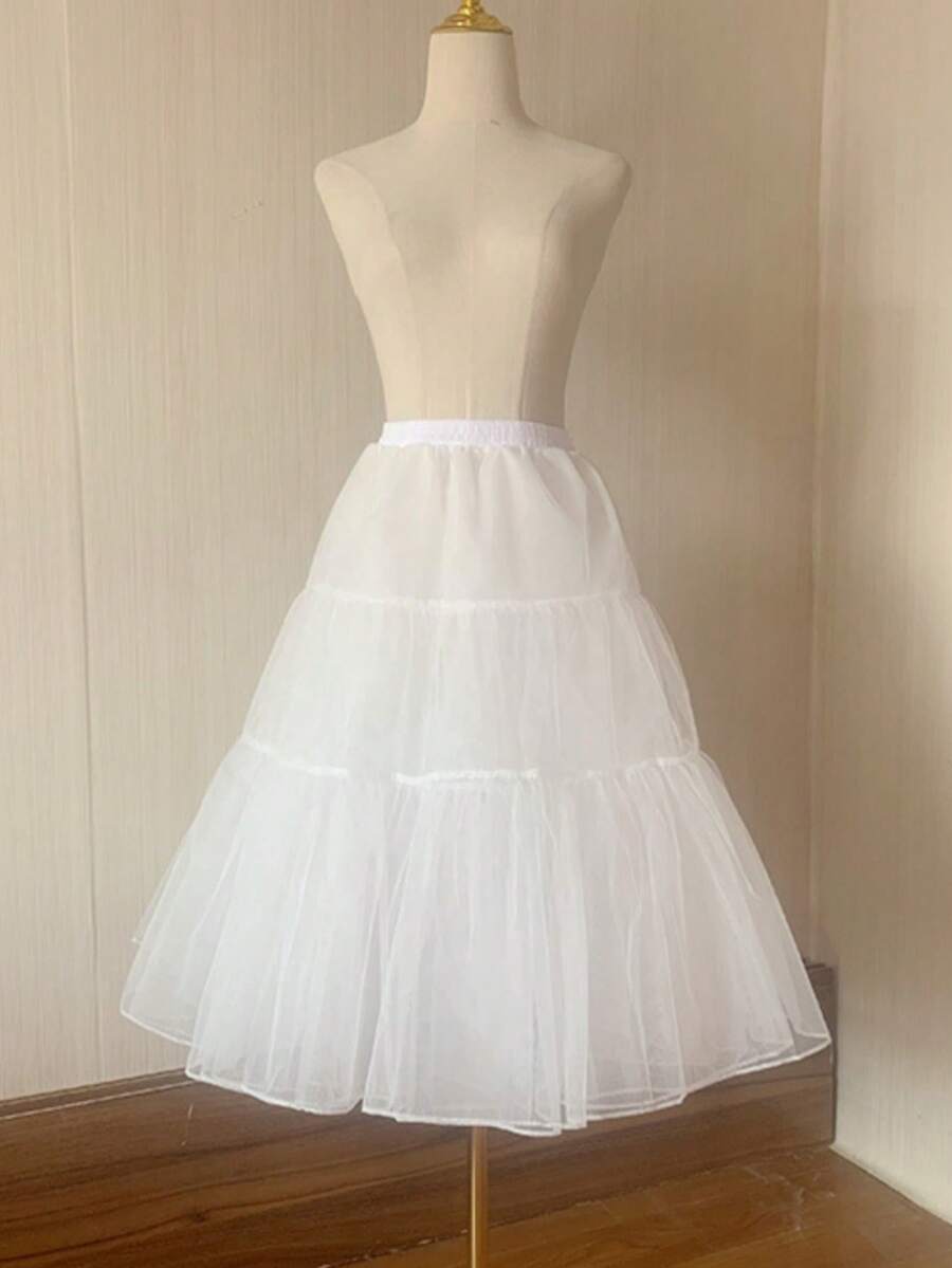 1件可调节洛丽塔薄纱裙，白色，裙长80厘米/70厘米/60厘米/30厘米，2层/4层水晶网纱，可拆卸衬里，柔软蓬蓬裙，云朵裙，适合婚礼、派对、表演、角色扮演、衬裙等场合。 - 彩色 - 查看 1