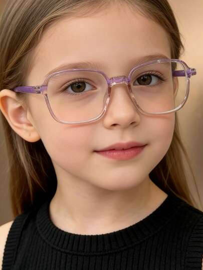 1pc Kids Colorful Cute Square Blue Light Blocking Glasses, Suitable For Daily Reading, Outings, Gifts, Transparent Lens Eyeglasses, Casual, Suitable For Boys And Girls, Daily Life, Reading, TV Watching, Gaming And Smartphone Use, Fashion Eyewear, Photo Props, Daily Outfit Accessory