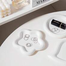 6-Inch/8-Inch Jewelry Tray, Ceramic Makeup Storage Dish, Jewelry Organizer Plate, Small Space Organizing Plate, Photography Prop Plate, Cake & Dessert Plate - White - View 5