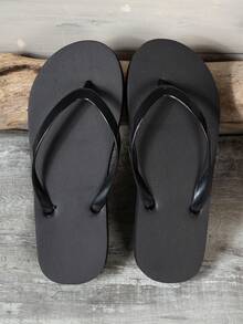Women's Flat Thong Sandals, Comfortable Fashion Versatile Beach Slippers For Summer, Suitable For Beach, Resort - Black - View 6