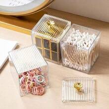 Acrylic Makeup Pad Swabs Holder Box, Makeup Sponge Toothpick Storage Box, Vanity Organizer - Clear - View 4