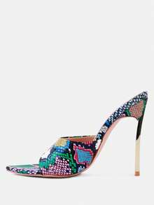 Bottoms Up Strappy Slip On Stiletto Heels - Multi - View 2