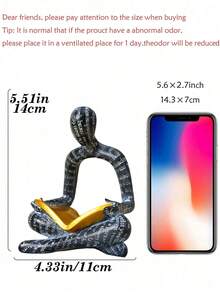 1pc Vintage Literary Figure Sculpture Decor - Printed Book Lover Figurine, Creative Desktop Organizer Tray For Living Room/Office, Elegant Resin Material Decor With Gold Accents, Suitable As Home Decor Gift For Book Enthusiasts - Alphabet Book - View 8