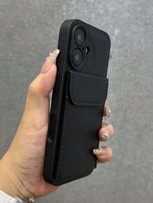 1个钱包式PU皮革支架手机壳，带卡槽，适用于 17 Pro Max、17 Air、14、15、16 Plus、17、11、12、13 Pro Max，商务照片卡套 - 黑色 - 查看 3