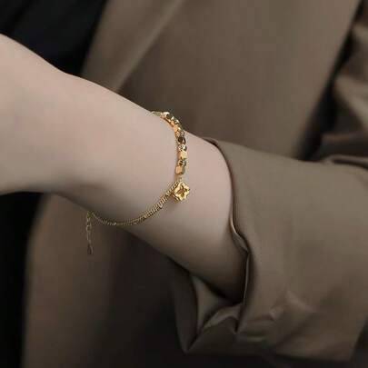 1pc Delicate Grass Bracelet For Women, Luxury Minimalist Unique Design, Thoughtful Gift For Friends