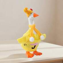 7 Inch Desk Goose Figurine Outfits Adorable Mini Goose Costume With Sweater Hats Scarves For Parties Home Decor - Pink - View 5