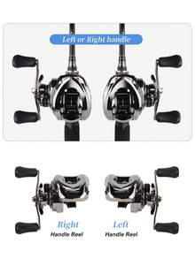 BILLINGS 带磁力刹车系统的抛饵式渔线轮，7.2:1高速齿轮比，高强度金属线杯，轻巧耐用，适用于淡水和海水垂钓。 - 銀色 - 查看 5