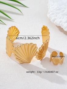 一套海洋风镂空贝壳手链套装（女士款） - 金黃色 - 查看 2