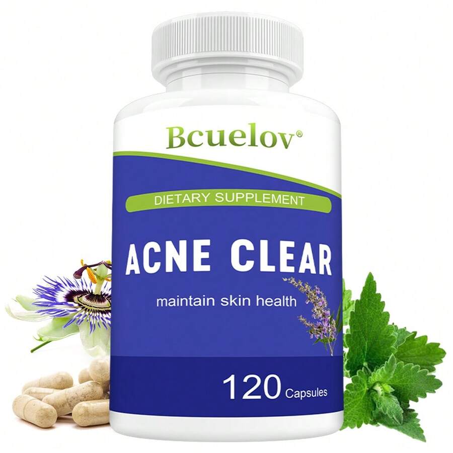 Bcuelov Skin Health Capsules - Contains Oat Straw, Chamomile Flower, Lime Peppermint, Python Bark, And Agnes Castor – For Maintaining Healthy Skin - 120 Capsules - 1 bottle(1 瓶) - 查看 1