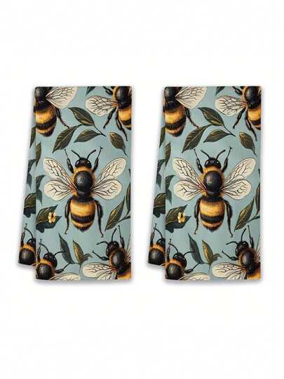 1/2/4 件装厨房毛巾，猫咪主题和蜜蜂主题可选，尺寸为 15.7 x 23.6 英寸，非常适合烹饪、烘焙和清洁。这些时尚的毛巾也可用作家居装饰，适用于浴室，可重复使用，是贴心的乔迁礼物，日常使用也十分方便。