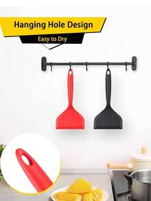 1pc Large Silicone Spatula - Non-Stick, Silicone Egg Spatula, Steak Silicone Spatula, Egg Flipper, Suitable For Frying Eggs, Pancakes, Cookies, Fried Eggs, Fish, Pizza And Steak, Multi-Functional Non-Stick Coated Kitchen Converter, Silicone Spatula, Egg Flipper, Kitchen Utensils, Steak And Barbecue Tools, Kitchen Tools, Women's Gifts, Men's Gifts - Multicolor - View 6