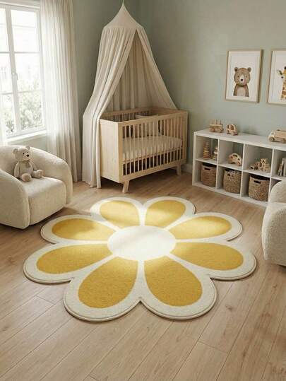 1pc Washable Cute Floral Faux Wool Rug, Decorative Carpet, Bedroom Decor, Small Rug, Carpet, Home Decor, Living Room Rug, Living Room Small Rug, Bedroom Rug, Living Room Home Decor, Outdoor Rug