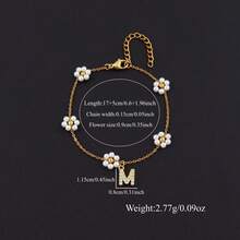 1件新款时尚字母吊坠金色不锈钢五花链项链，女士款 - 金黃色 - 查看 2