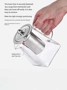 1个高硼硅方形玻璃茶壶，带不锈钢滤网，厚壁茶壶，功夫茶具，本地茶壶，节日礼物，居家，酒店，露营用 - 透明 - 查看 10