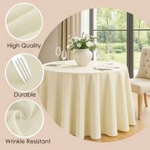 10 Pack Premium Tablecloth, Polyester Reusable And Washable Table Clothes, Polyester Fabric Table Covers For Wedding, Party, Banquet - Ngà voi - Xem 6