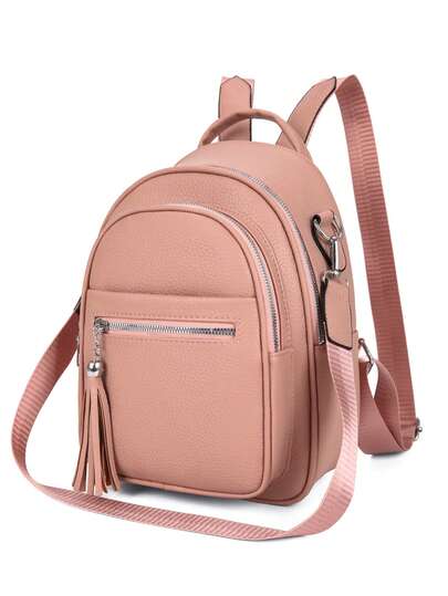 New Fashionable High-Capacity High-End Korean Style Casual Minimalist Lightweight Versatile Solid Color Retro Adjustable Detachable Tassel Decor Women's Shoulder Bag/Crossbody Bag/Backpack, Suitable For Travel, Shopping, Dating, Women's Gift, Suitable For Teenage Girls, College Students, And Office Ladies, Ideal For Office, Campus, Work, Business, Commuting, Outdoor, Travel, Outing