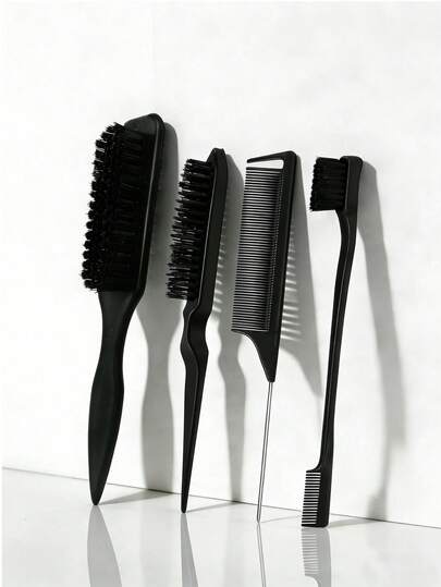 Leopard Print Glossy Backcombing Brush Set, Smooth Brush Can Control Frizz & Flyaways, Create Sleek Ponytail & Bun, Hair Styling Accessory For Women