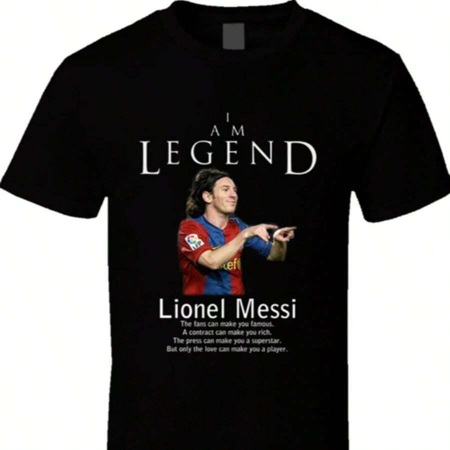 Lionels Messis Argentina Legend Soccer Futbol T Shirt. - Black - View 1