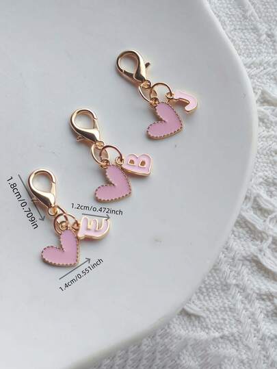 A-Z Letter Fashionable Cute Heart-Shaped Keychain, With Lobster Clasp, Heart Pendant And Creative Letter Keychain. Suitable For Decorating Various Bags, Backpacks, Car Keys, Also An Excellent Gift Choice For Holidays, Back To School, Birthdays And More