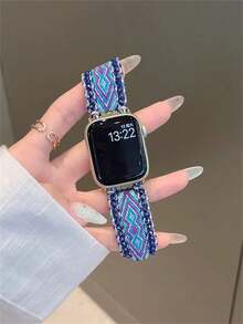 波西米亚纯手工编织表带,兼容苹果手表38mm、40mm、41mm、42mm、44mm、45mm、49mm表盘,女士款,时尚手工表带,兼容苹果手表SE11、10、9、8、7、6、5、4、3、2、1系列,可替换表带。 - 波西藍 - 查看 9