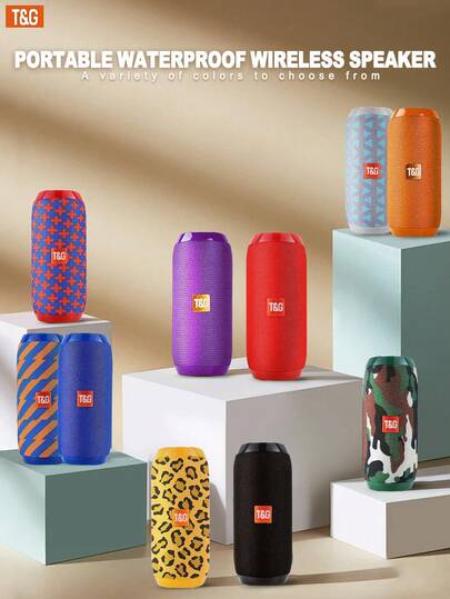 T&G Portable Wireless Bluetooth Speaker, Waterproof, Subwoofer Bass, FM Radio, Aux & TF Music Input, Mini Column Acoustic. Multifunctional, Can Be Used For Phone Calls, With A Sports Clip, Perfect Mini Speaker For Outdoor Activities And As A Gift.