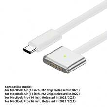 140W磁吸充电线 2米 PD USB-C快充线 Type-C转MagSafe 3长款笔记本电脑充电器适配器 PD线 兼容MacBook Air/Pro A2442 A2485 A2681 - 彩色 - 查看 14