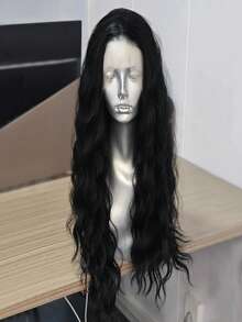 长款金棕色渐变假发，长卷曲波浪合成蕾丝前假发，中分，13X4，蓬松深波浪灰金色假发，女士款 - 彩色 - 查看 7