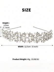 1 chiếc băng đô cài tóc thiết kế lá đính ngọc trai giả và đá pha lê sang trọng - Băng đô cài tóc hình vương miện hoa màu bạc cho đám cưới, tiệc tùng và dạ hội. - Bạc - Xem 6